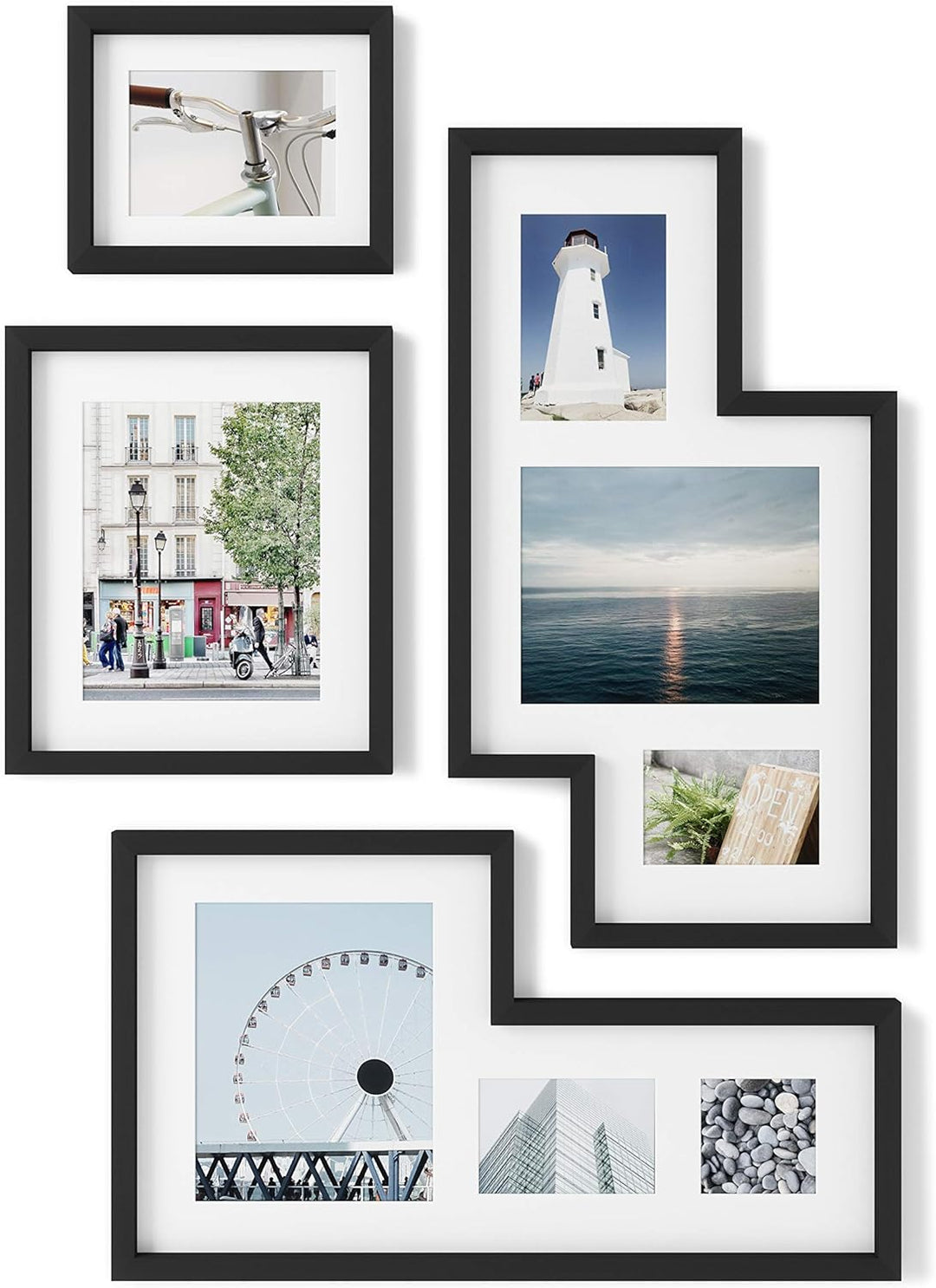 Umbra Mingle Galerie Bilderrahmen-Set und Fotocollage, 4-teilig, für 10x10cm, 13x18cm, 20x25cm Bilde