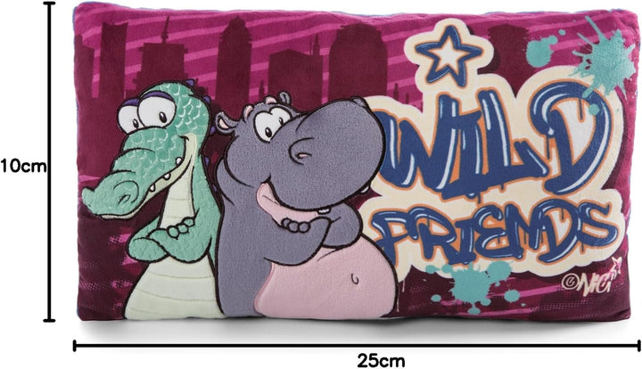 NICI Kuschelkissen Krokodil und Nilpferd – Nachhaltiges Kuscheltierkissen für Mädchen, Jungen & Baby