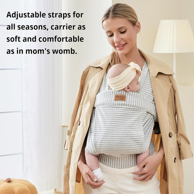 vrbabies Babytrage für Neugeborene ab Geburt Extra Weich, Bauchtrage Baby-Tragetasche Ergonomisch (S