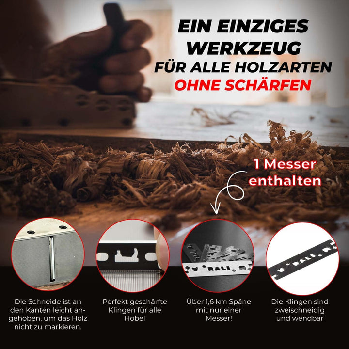 RALI 220 EVOLUTION B: Profi Holzhobel ohne Nachschärfen für Holzarbeiten mit 2 schnellen Einstellung