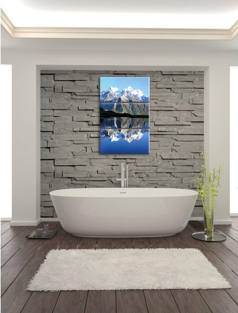 Pixxprint Berge am See 3-Teiler Leinwandbild 120x80 Bild auf Leinwand