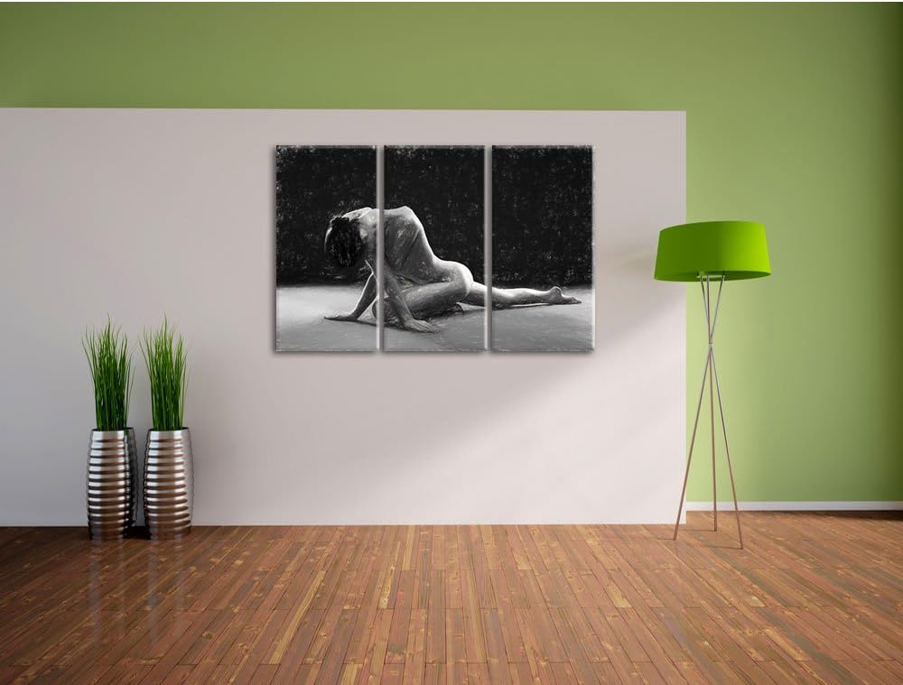 Pixxprint Schöne sexy Frau Macht Yoga Kunst als Leinwandbild/Grösse: 3 Teilig (120x80) cm/Wandbild/K