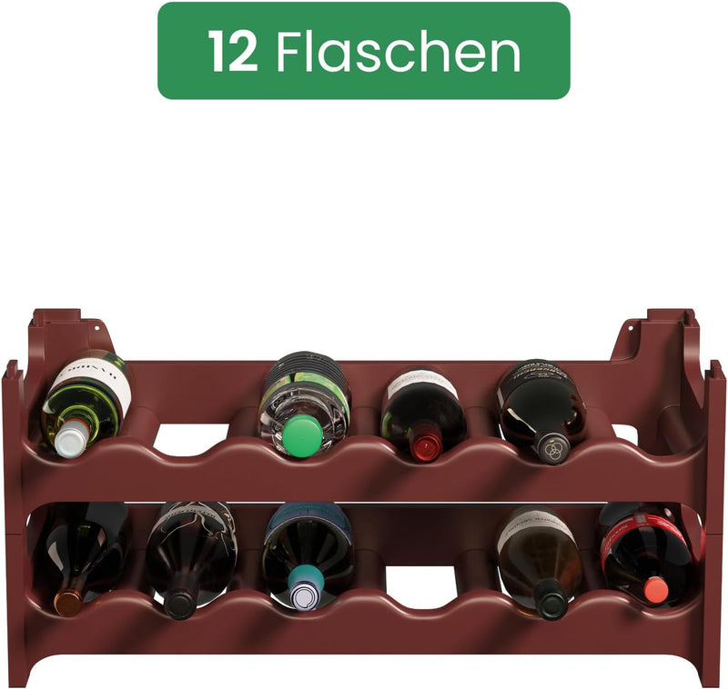 ARTECSIS Weinregal stapelbar Kunststoff für 12 Flaschen, stabiles Flaschenregal in Gastronomie-Quali