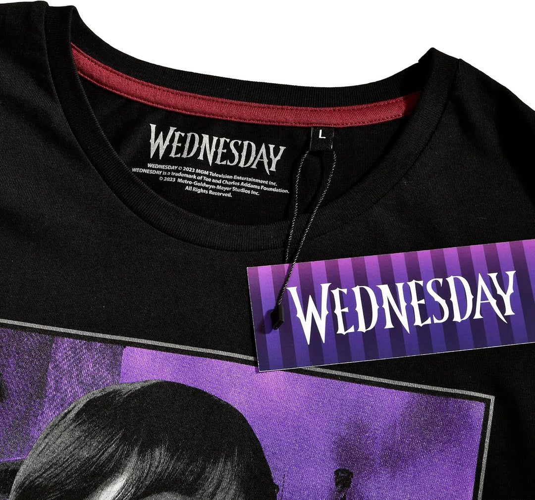 Elbenwald Wednesday T-Shirt mit verschiedenen Motiven für Herren Damen Unisex Baumwolle schwarz XS S