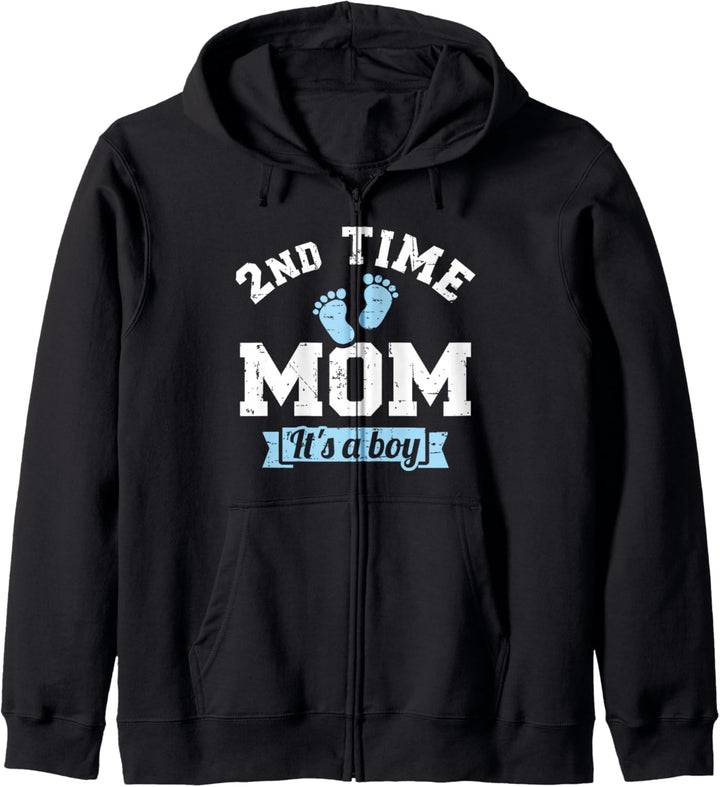 Zweifache Mama mit Junge Kapuzenjacke