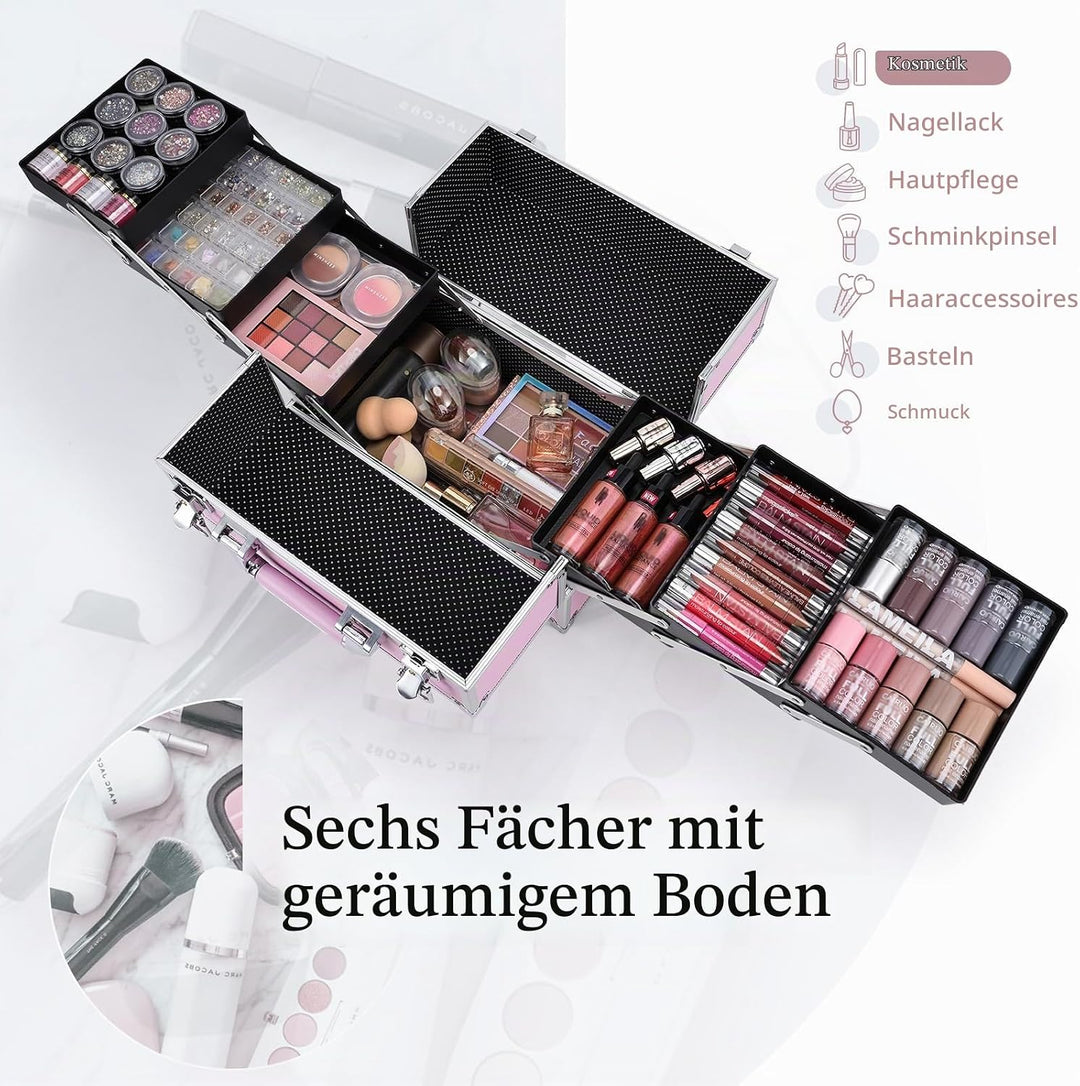 Joligrace Kosmetikkoffer Schminkkoffer Make up Koffer Beauty Case Kosmetikbox Make up Organizer Kosm