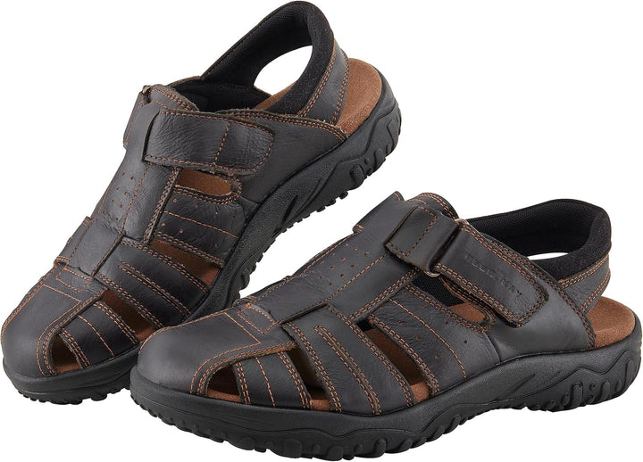 MGGMOKAY Herren Leder Sandalen Fisherman Closed Toe Outdoor Sandales 42 EU Schwarz, 42 EU Schwarz