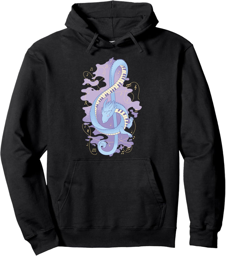 Musik-Klavierinstrument mit Drachenmotiv Pullover Hoodie