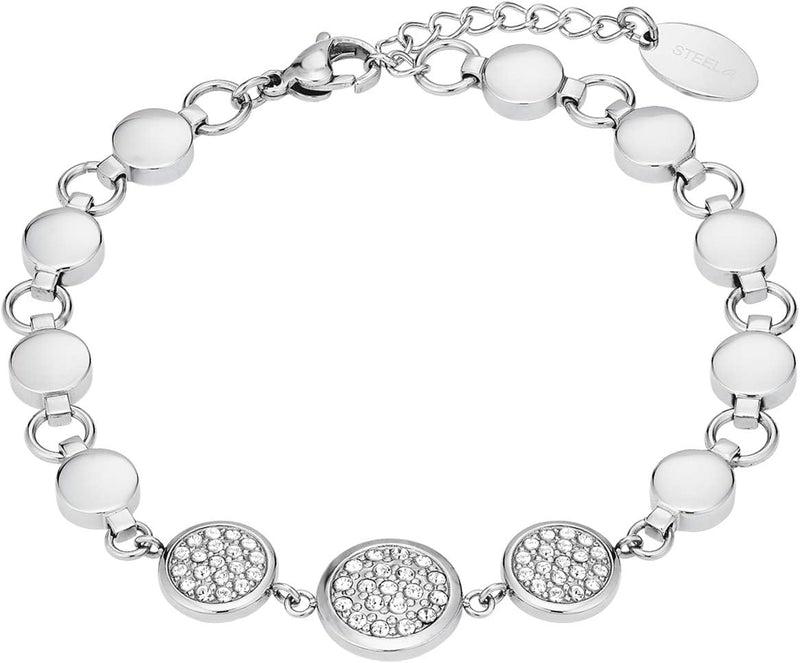 s.Oliver Armband Edelstahl Damen Armschmuck, mit Kristall, 18+3 cm, Silber, Kommt in Schmuck Geschen