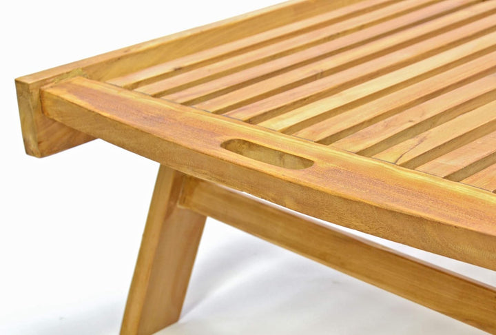 Divero Sonnenliege mit Auflage Set Teakholzliege Holzliege Gartenliege aus Teak Holz gummiummantelte