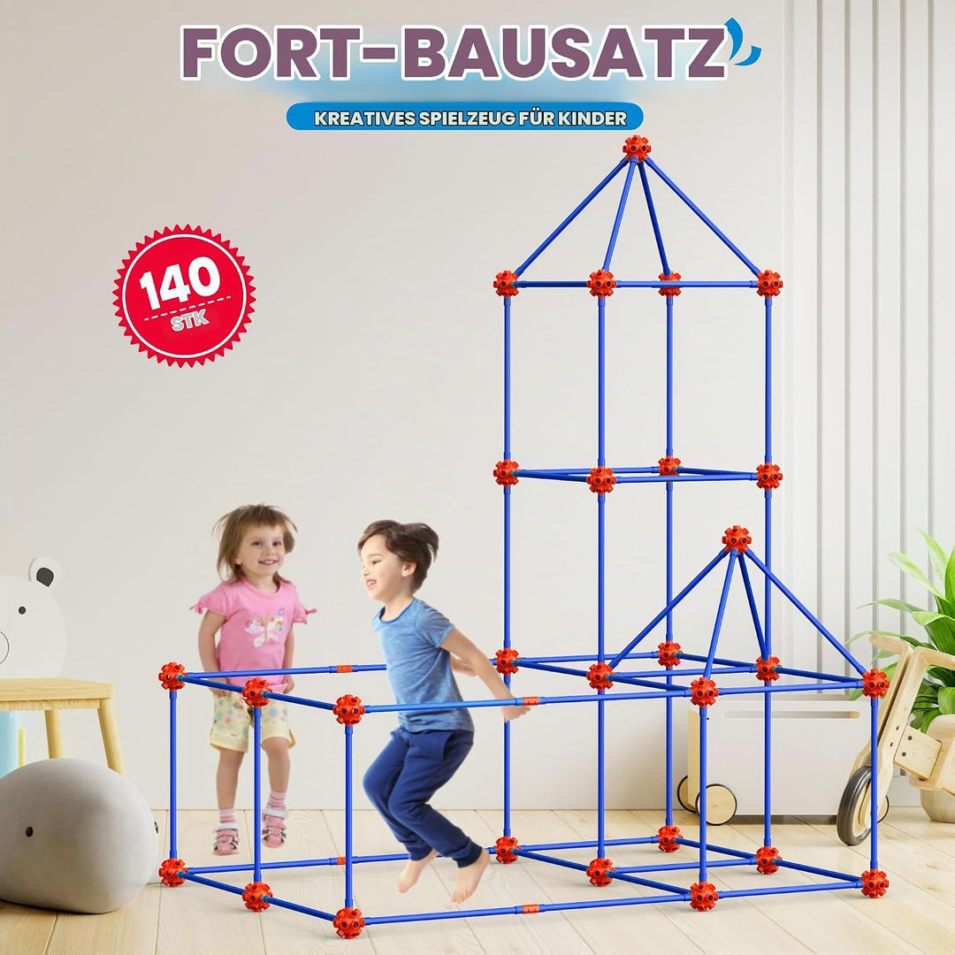 DIY Höhle Kinder Konstruktionsspielzeug, 140PCS Höhle Bauen Kinder Bauspielzeug, Spielzelt, Tunnel f
