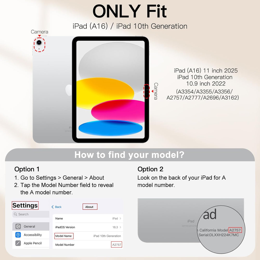 JETech Magnetisch Hülle für iPad 10 (10,9 Zoll, Modell 2022, 10. Generation), Magnetisch Befestigung