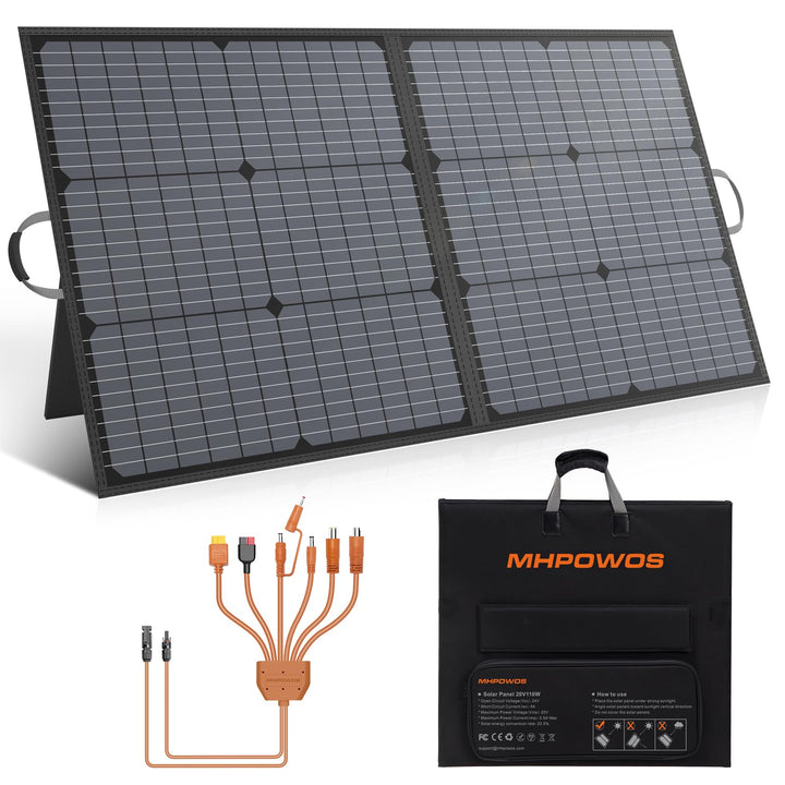 Tragbares Solarpanel 110W Solarladegerät, faltbares Solarpanel IP67 wasserdichtes Kit mit 20V Ausgan