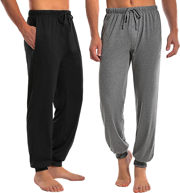 Marvmys Schlafanzughose Herren Lang mit Bündchen Einfarbige Pyjamahose für Männer Schlafhose Haushos