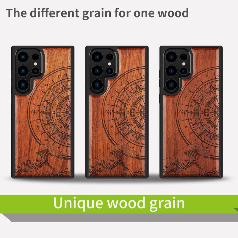 Carveit Holz Handyhülle für Galaxy S22 Ultra Cover [Einzigartiges Design Case] Stossfeste Handyhülle