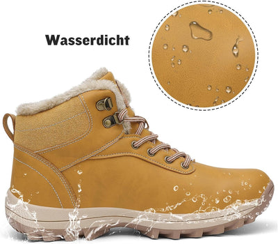 Mishansha Warme Gefüttert Winterschuhe Herren Damen Wasserabweisend Winterstiefel Wanderschuhe Gr.36