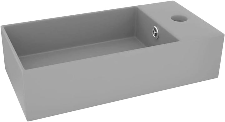 WIFESE Badezimmer-Waschbecken mit Überlauf Keramik Hellgrau 48x25x15 cm Aufsatzwaschbecken Badezimme