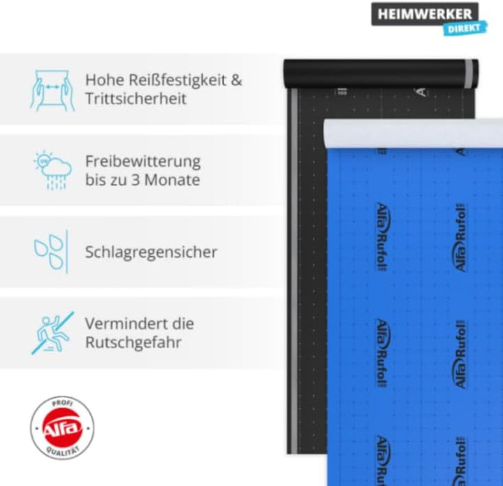 Alfa Diffusionsoffene Unterspannbahn Unterdeckbahn in schwarz 75 m² (1,5 x 50m) A-klassifiziert 75 m