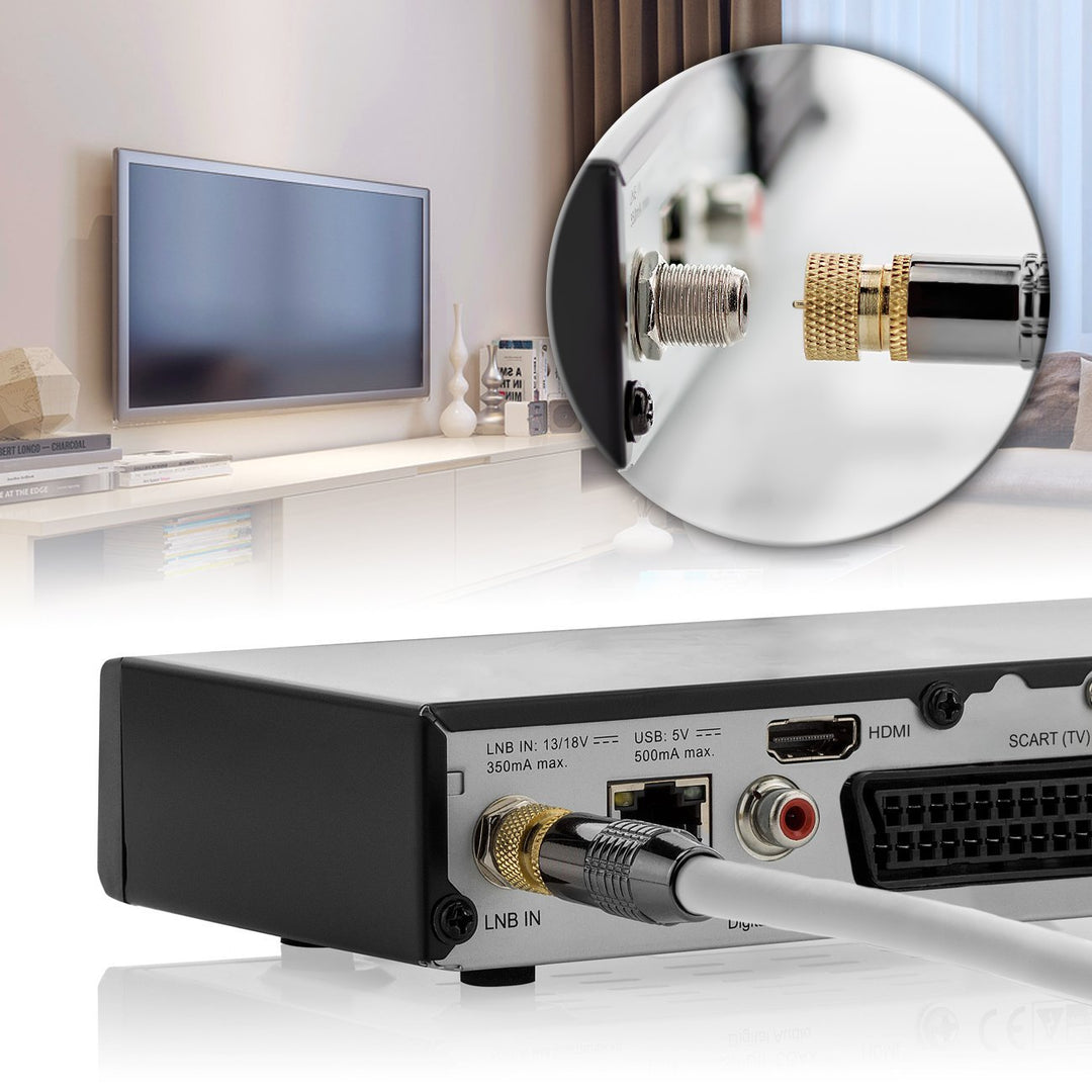 deleyCON 12,5m SAT Antennenkabel Satellitenkabel Koaxialkabel - HDTV Full HD - F-Stecker 90° Grad Ge
