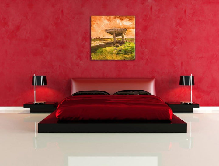 Pixxprint Burren bei Sonnenuntergang als Leinwandbild/Grösse: 70x70 cm/Wandbild/Kunstdruck/fertig be