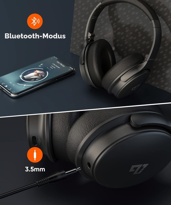 INFURTURE Noise Cancelling Kopfhörer Bluetooth 5.0,Drahtlose Over-Ear-Kopfhörer,Hi-Fi-Stereo-Tiefbas