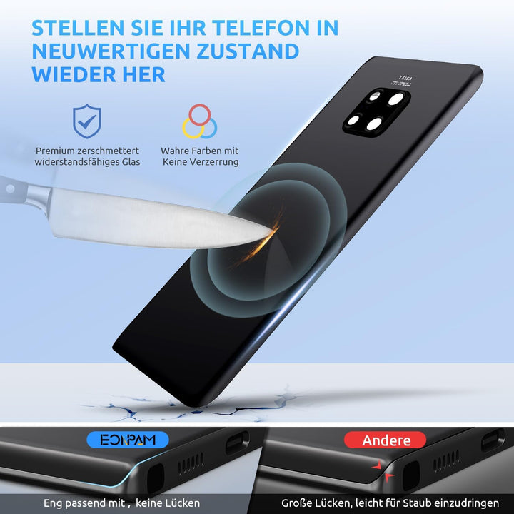 Eonpam Akkudeckel für Huawei Mate 20 Pro Rückseite Glas Original Backcover Back Glas Ersatz Reparatu