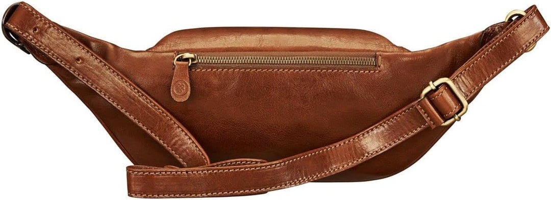 Maxwell-Scott Italienische Herren Leder Bauchtasche Centolla in Cognac Braun, Cognac Braun