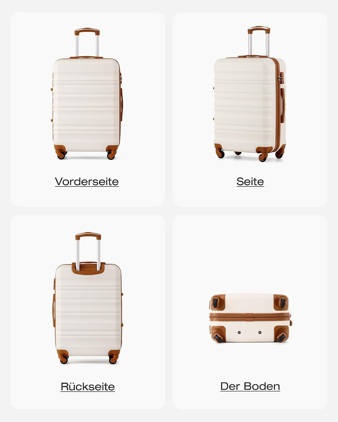 COOLIFE Hartschalen-Koffer Trolley Rollkoffer Reisekoffer mit TSA-Schloss und 4 Rollen (Blau/Braun,