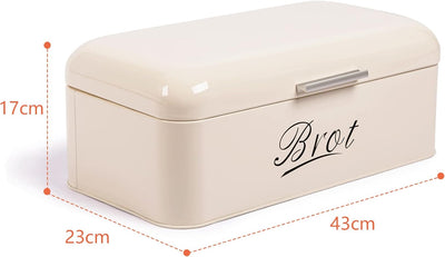 Theo&Cleo Brotkasten mit Deckel, 43 * 23 * 17cm Grosser Knäckebrot Box aus Metall, Brotaufbewahrungs