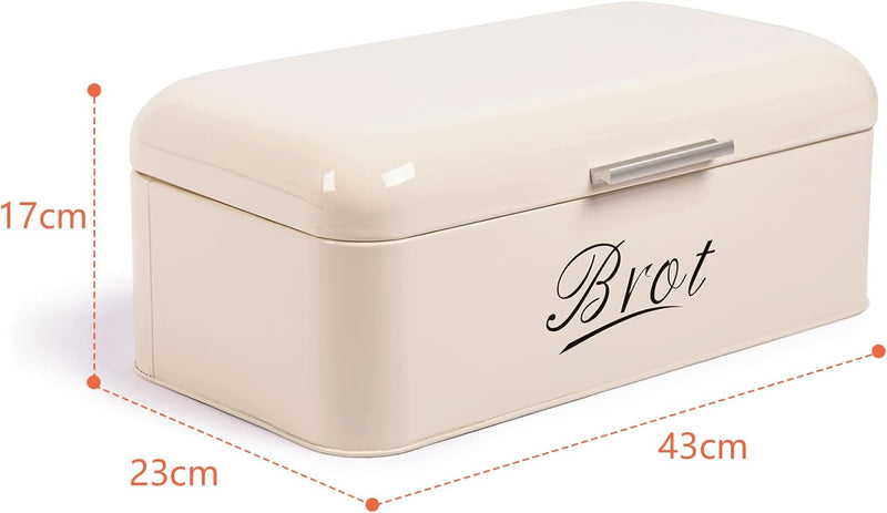 Theo&Cleo Brotkasten mit Deckel, 43 * 23 * 17cm Grosser Knäckebrot Box aus Metall, Brotaufbewahrungs