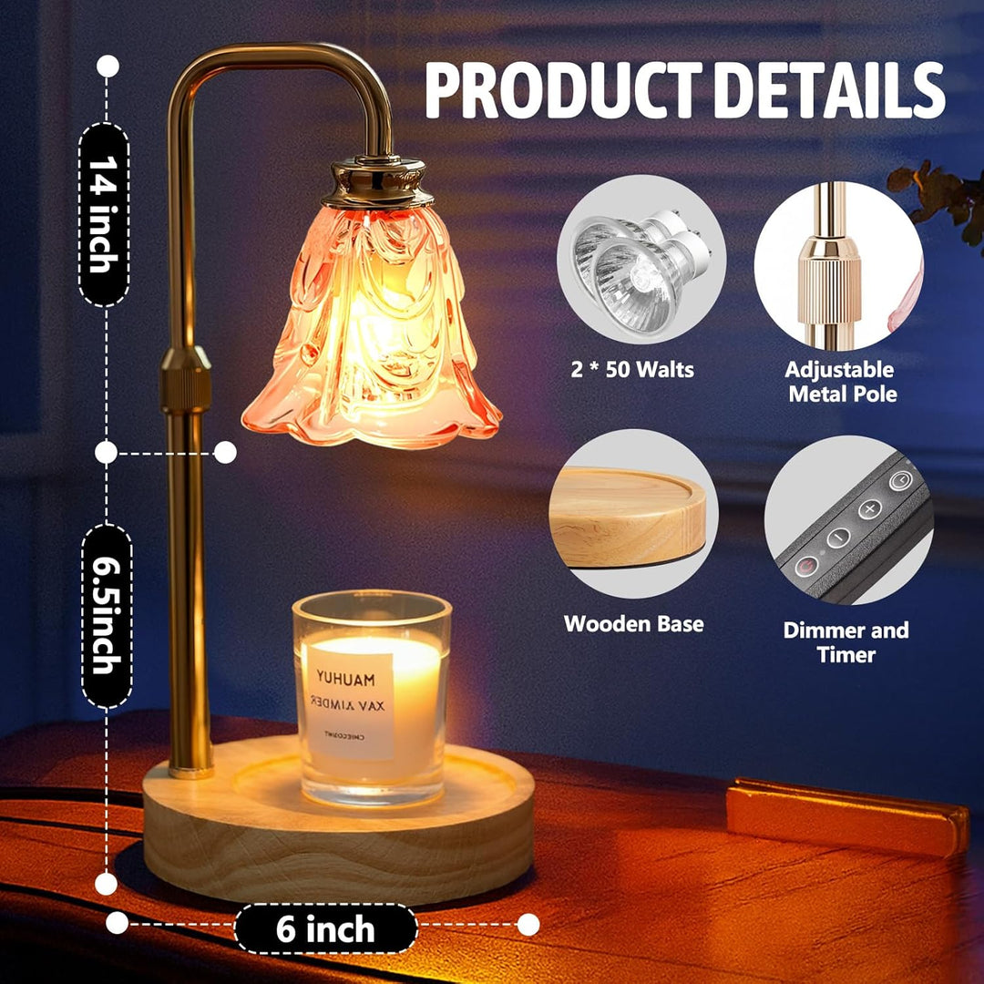 Candle Warmer Lamp with Timer Electric Adjustable Height Candle Warmer Dimmable Wax Warmer Lamp Jar