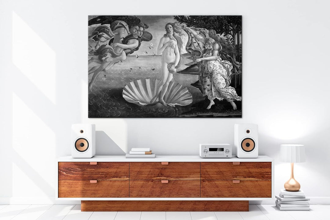 Die Geburt der Venus Format: 80x60 Effekt: Schwarz&Weiss als Leinwandbild, Motiv fertig gerahmt auf