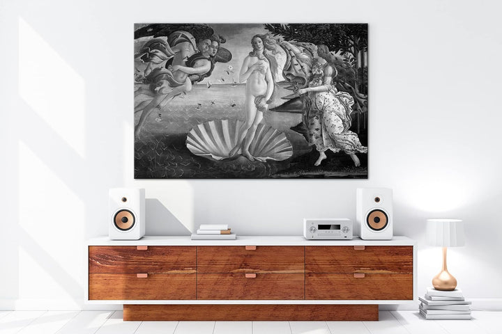 Die Geburt der Venus Format: 80x60 Effekt: Schwarz&Weiss als Leinwandbild, Motiv fertig gerahmt auf