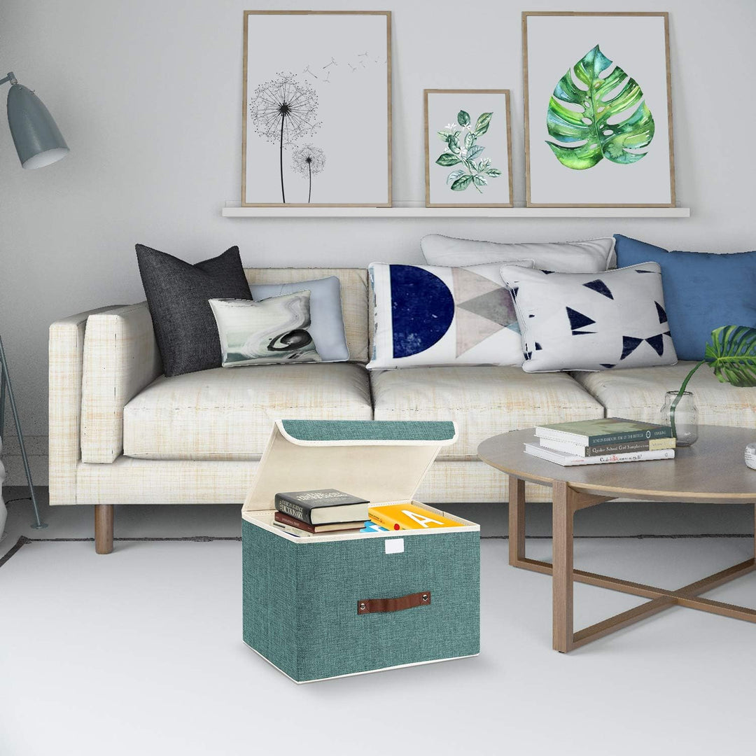 TYEERS Faltbare Aufbewahrungsbox mit Deckel, Stoff, Waschbare, Kisten Aufbewahrung mit Deckel, 38x25