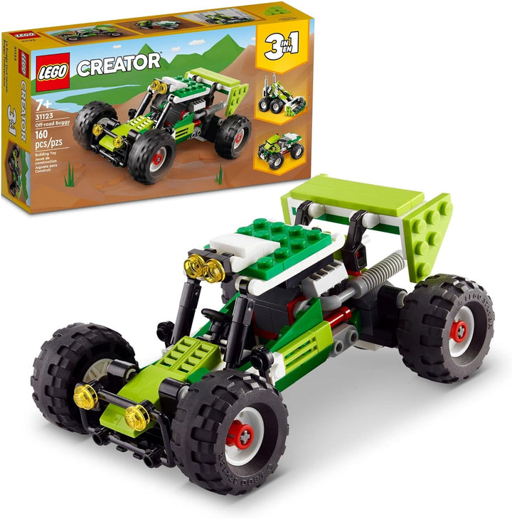 LEGO 31123 Creator 3-in-1 Buggy, Geländewagen, Lader, Bagger, Mountainbike, Spielzeug für Kinder, 3