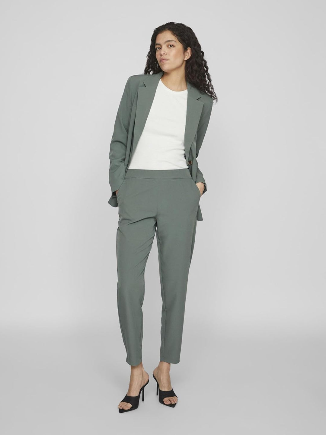 Vila Female Cropped Hose VICARRIE Mid-Rise 34 Duck Green, 34 Duck Green