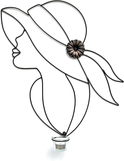 DanDiBo Wandteelichthalter Metall Schwarz 50 cm Dame Wandkerzenhalter 96324 Teelichthalter Wand Teel