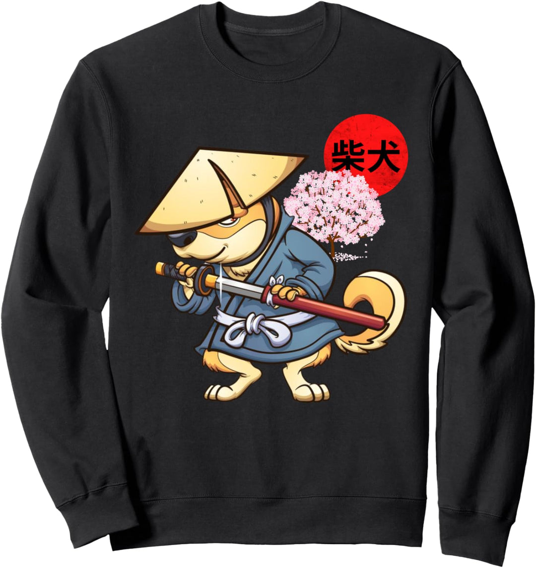 Japanische Samurai Ninja Shiba Inu Hundegrafik Sweatshirt