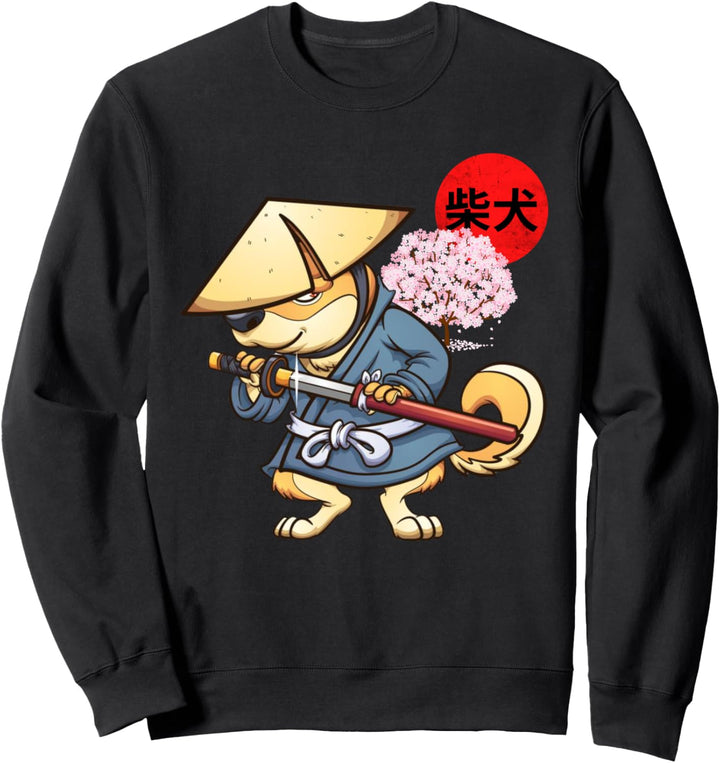 Japanische Samurai Ninja Shiba Inu Hundegrafik Sweatshirt