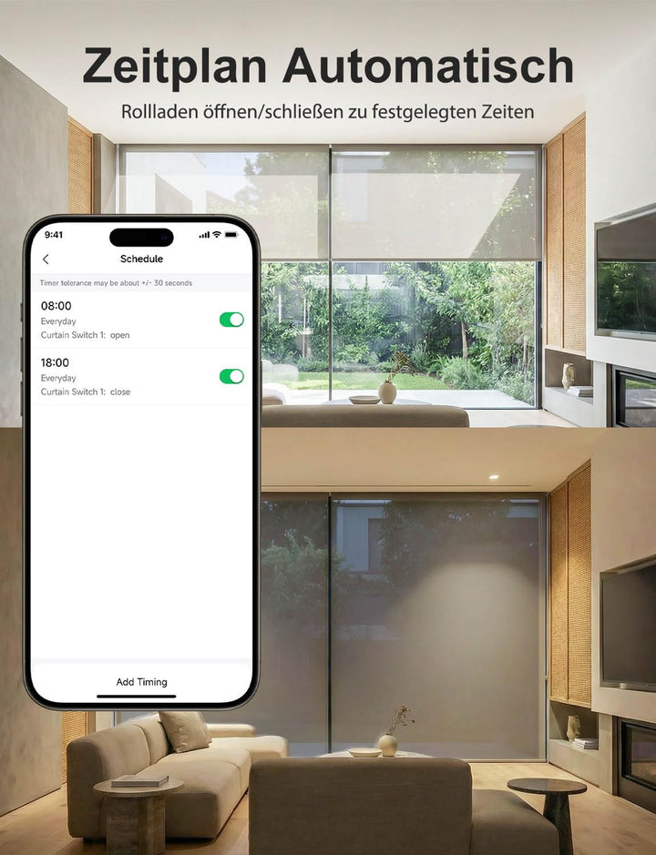 Maxcio Wlan Rolladenschalter, Rolladen Zeitschaltuhr Kompatibel mit Alexa &amp; Google Home, Smart Schal
