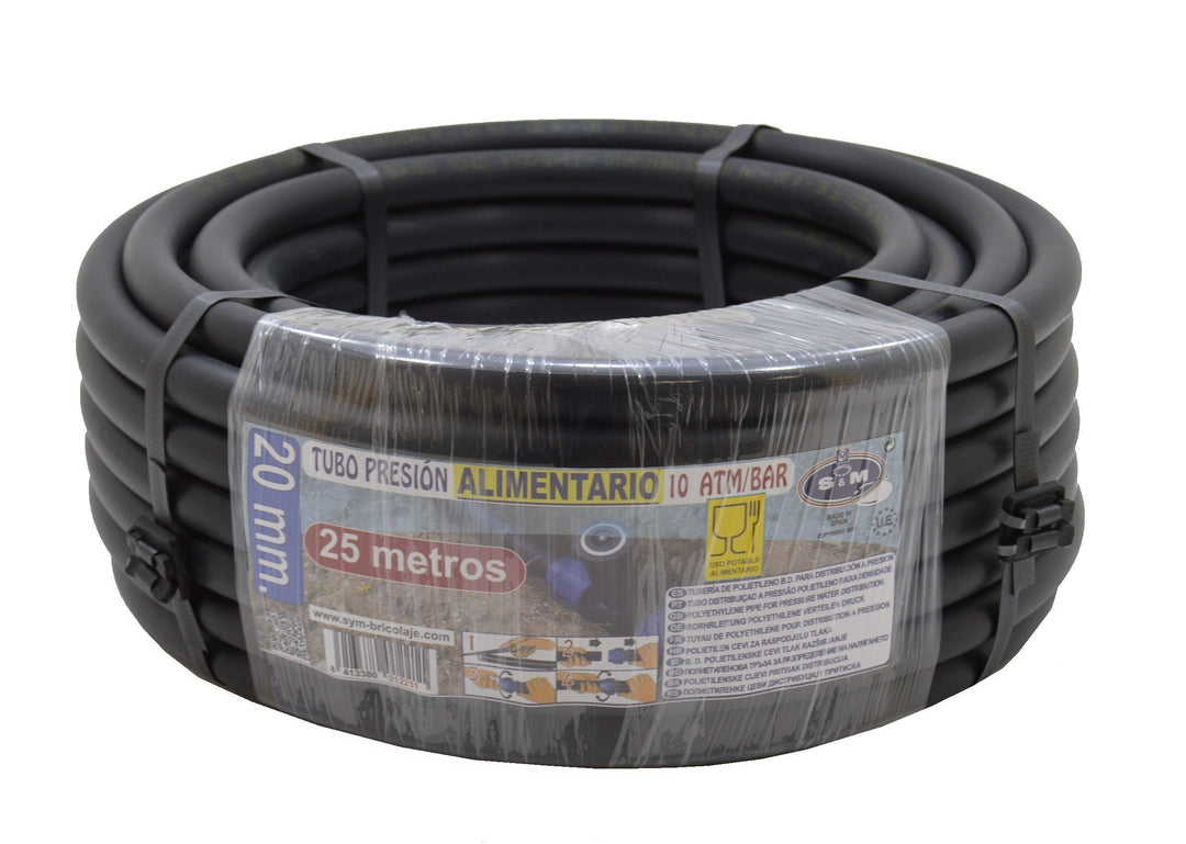 S & M 012211 – PE Rohr Lebensmittelsektor, 20 x 10 ATM – 25 m, schwarz