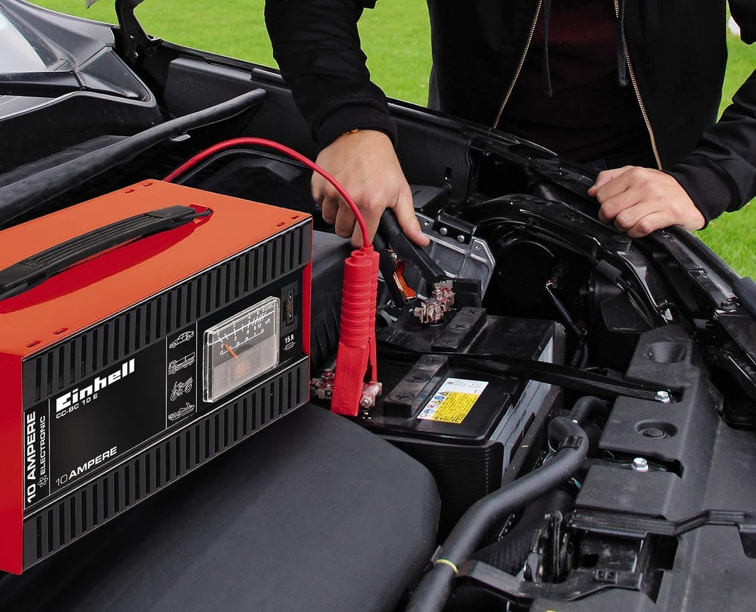 Einhell Batterie-Ladegerät CC-BC 10 E (12 V, f. Batterien von 5-200 Ah, Ladeelektronik, Stahlblechge