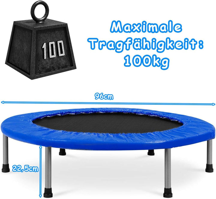 GOPLUS Faltbares Trampolin, Ø97cm Kindertrampolin klappbar bis 150kg Belastbar, Fitness Trampolin mi