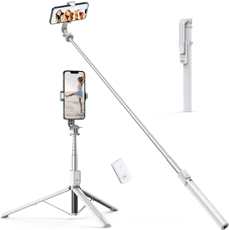 ATUMTEK 59" Selfie-Stick, Selfie-Stick mit Abnehmbarer Bluetooth-Fernbedienung, ausziehbarer Selfie-