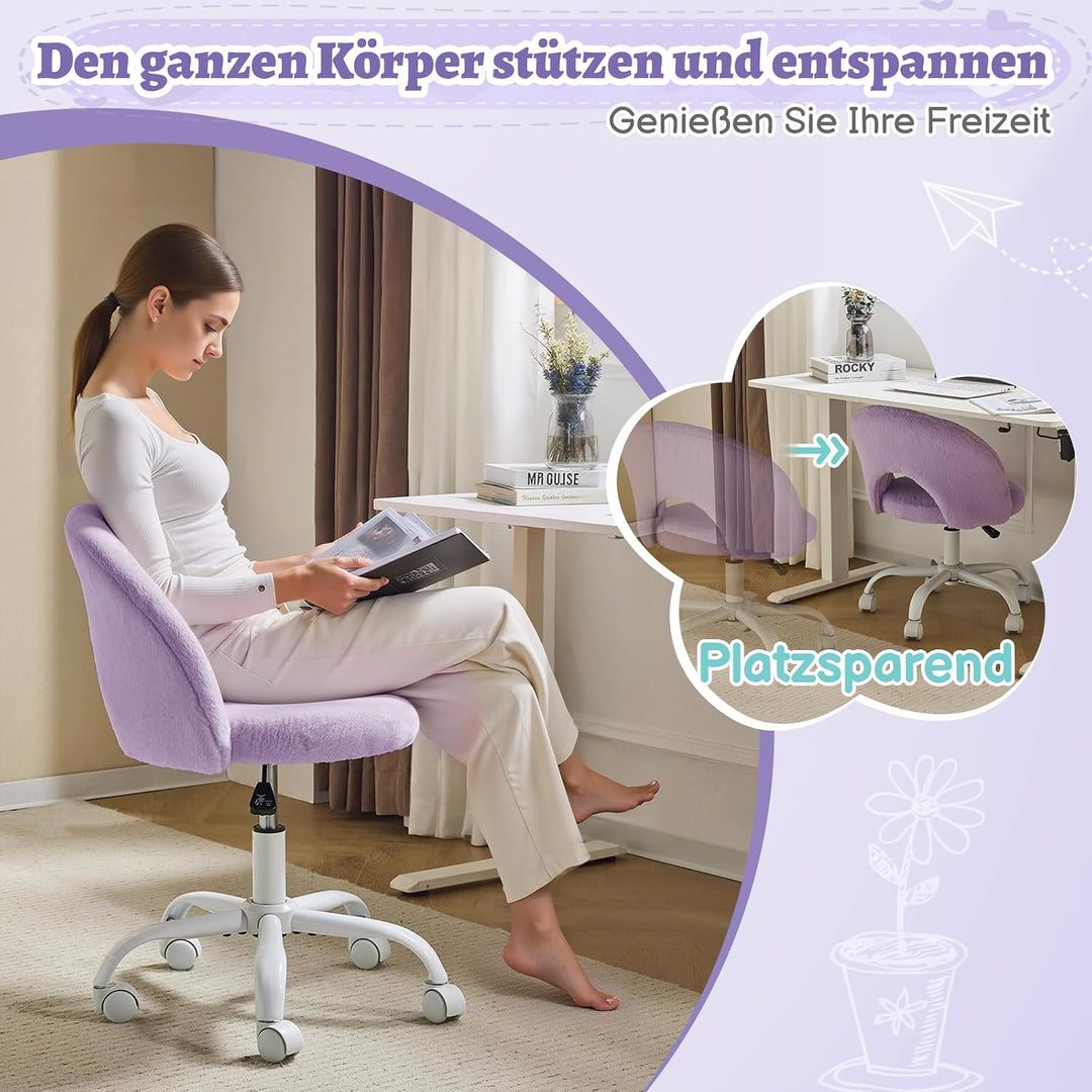 Bonnlo Homeoffice Stuhl, Schreibtischstuhl, Schminktisch Stuhl, Bürostuhl ohne Armlehnen, Drehstuhl