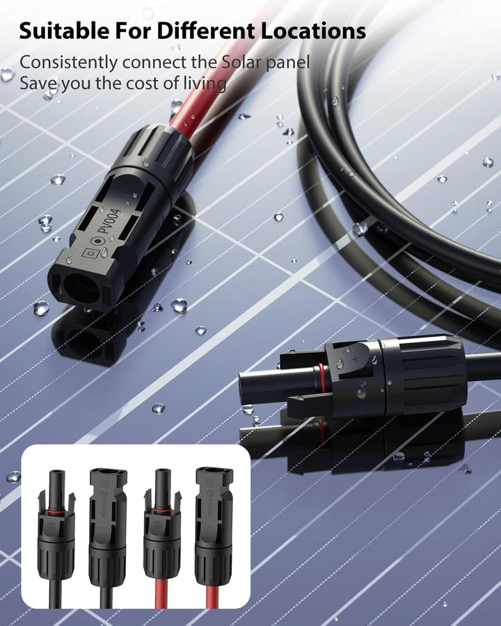 Solarsys® - 10 Meter Solarkabel 6mm² mit PV Solarstecker IP68 10AWG TÜV-Zertifika DC 1500V Solarkabe