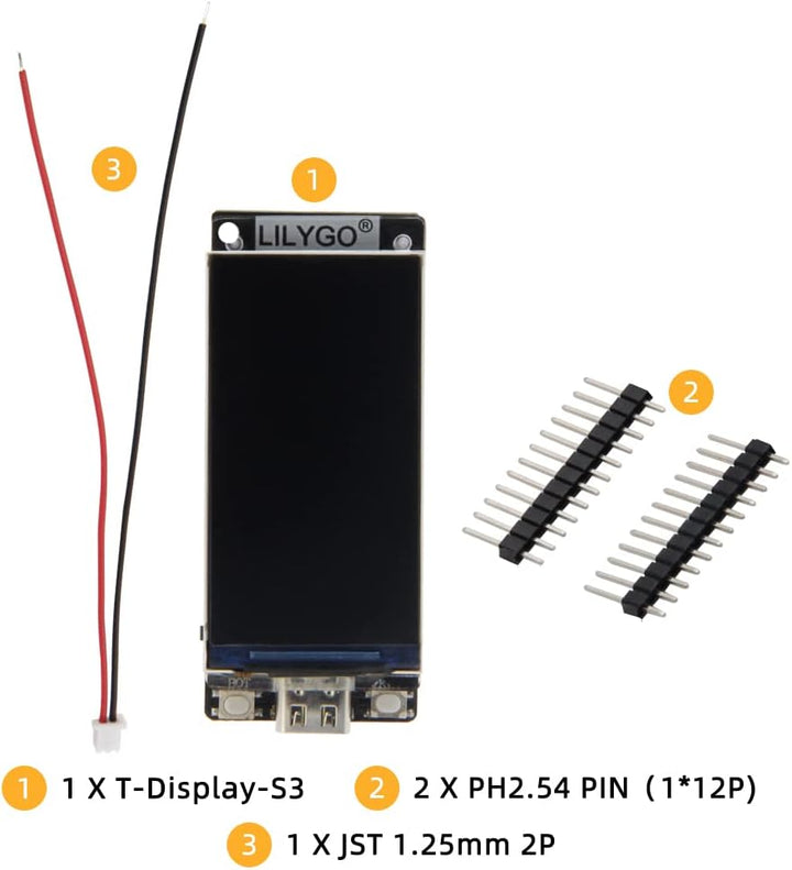 LILYGO T-Display-S3 ESP32-S3 1.9 Zoll ST7789 LCD Display TTGO Entwicklungsboard Lötstiftleiste Versi