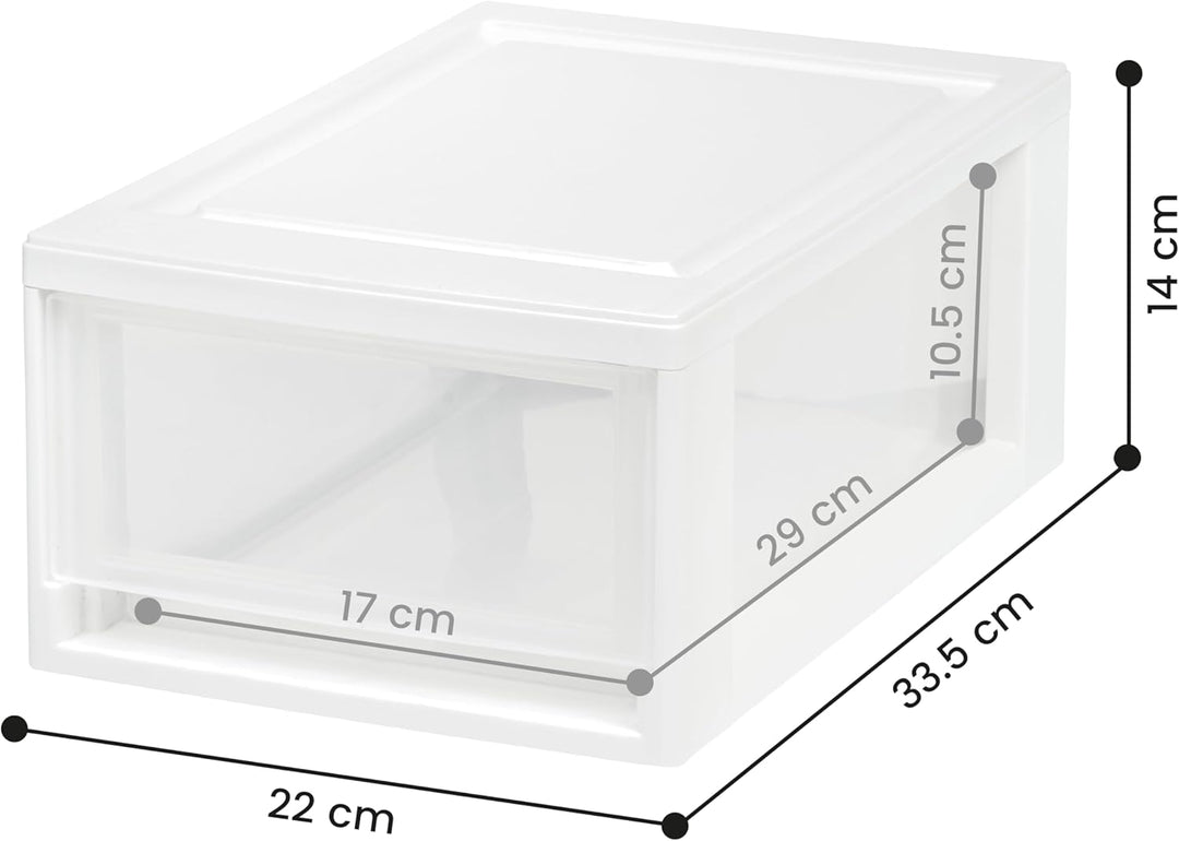 Iris Ohyama MSD-1 Kompakte Stapelschublade, weiss, 6 Quart, 4 Stück, Kunststoff, 7L / 4er-Set, 4