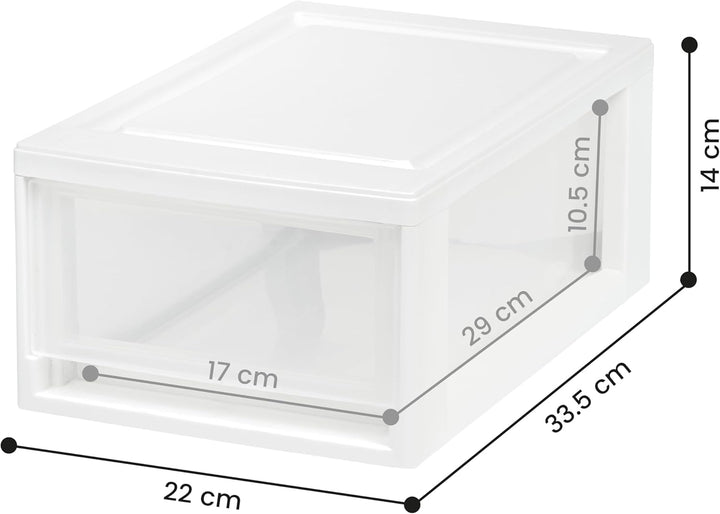 Iris Ohyama MSD-1 Kompakte Stapelschublade, weiss, 6 Quart, 4 Stück, Kunststoff, 7L / 4er-Set, 4