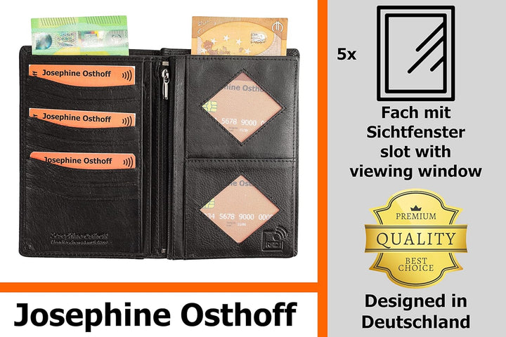 Josephine Osthoff Brieftasche Herren Leder Ausweisetui Reisepasshülle Hochformat Ausweishülle Damen